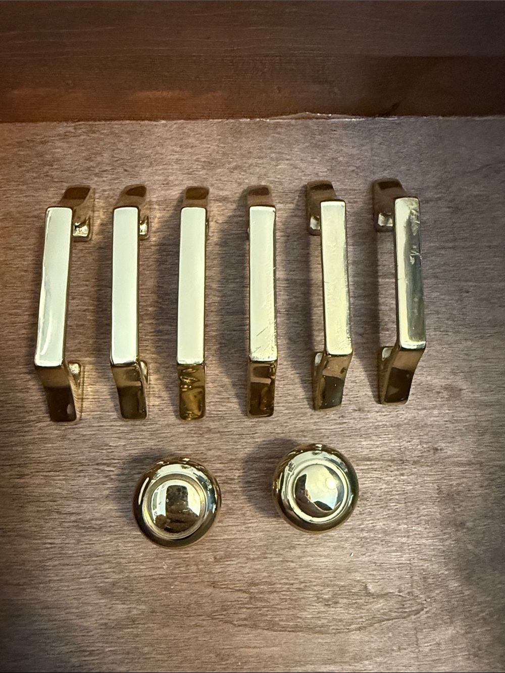 Solid Polished Brass Pulls set of 8 and 2 Knobs